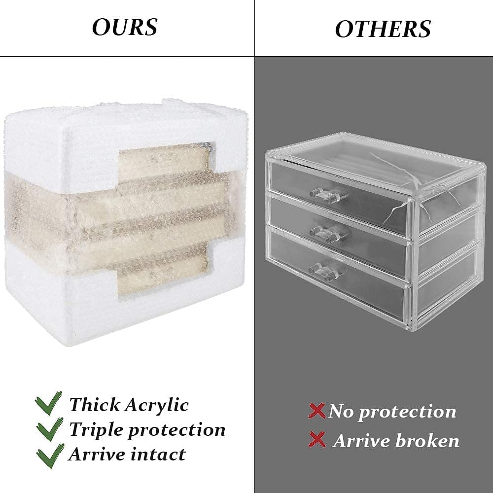 Acrylic with 4 Drawers Velvet Jewellery Storage Box Transparent Jewellery Storage Box for Women (Grey) (Gray) (White) (Beige)