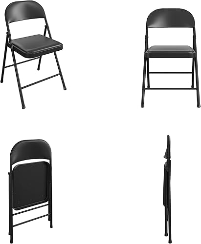 Miniatura 6 de COSCO - Silla plegable de vinilo SmartFold, paquete de 4, color negro