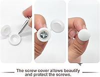 Vista 3 de BlingKingdom 100 tapas de rosca blancas con bisagras, tapas de tornillo de protección de tornillos, tapas de tornillo plegables, tapas abatibles