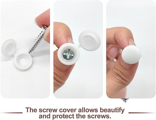 Miniatura 3 de BlingKingdom 100 tapas de rosca blancas con bisagras, tapas de tornillo de protección de tornillos, tapas de tornillo plegables, tapas abatibles