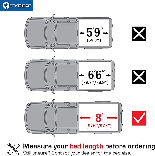 Vista 15 de Tyger Auto T3 - Cubierta suave de triple pliegue para caja de camioneta con laterales rectos de 6 pies 6 pulgadas (78 pulgadas), color negro