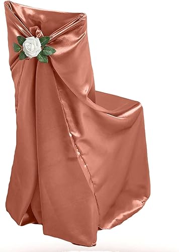 Miniatura 6 de Efavormart - 10 fundas universales para sillas de satén sedoso terracota, se adaptan a todo tipo de sillas, eventos, comedor, para bodas y fiestas