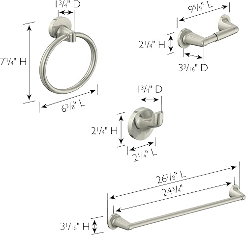 Miniatura 5 de Design House Alta Bay - Juego de accesorios de baño de 4 piezas, incluye barra, anillo para toallas, soporte para papel higiénico y gancho para