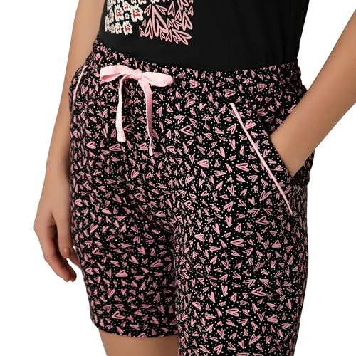 Image of Amante Womens Pink Cherry Printed Relaxed Fit Sleep Shorts