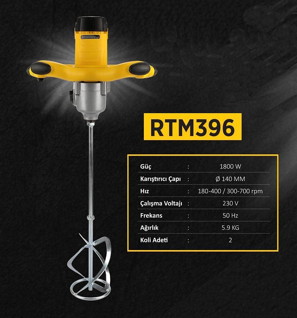 RTRMAX RTM396 Boya ve Harç Karıştırıcı El Mikseri 1800 Watt