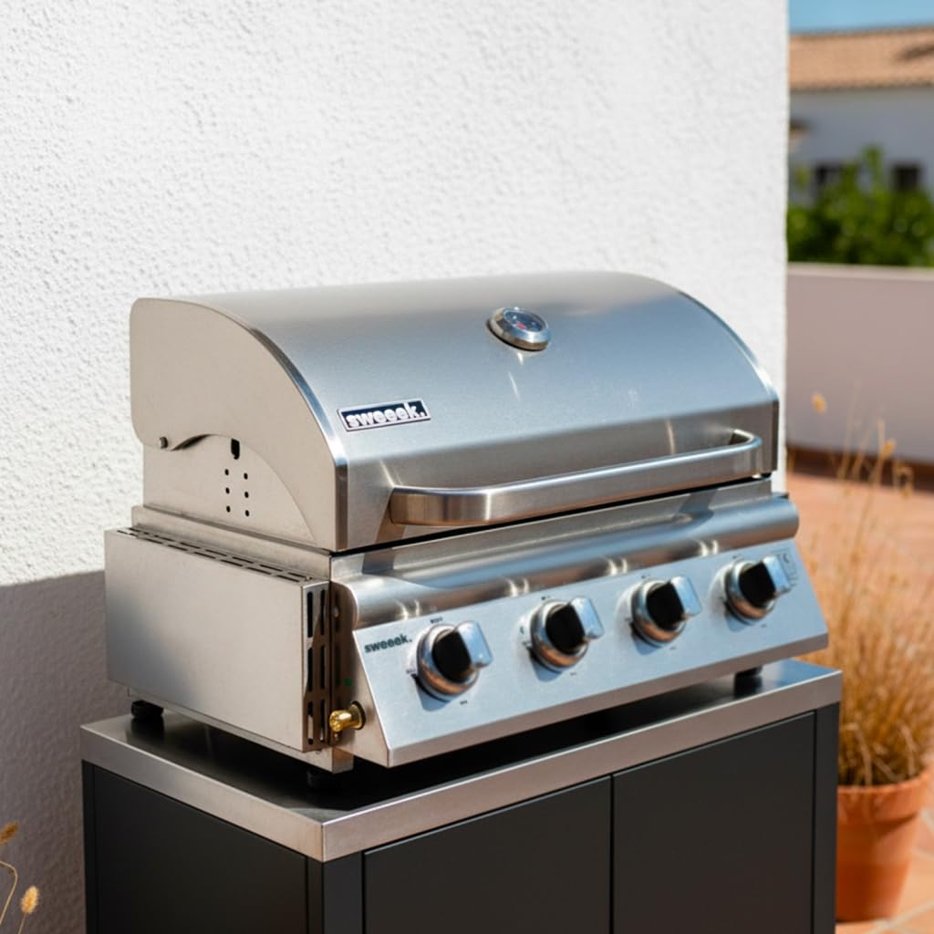 Alice's Garden Barbecue a Gas a 4 bruciatori Argento- 73x60x74 cm