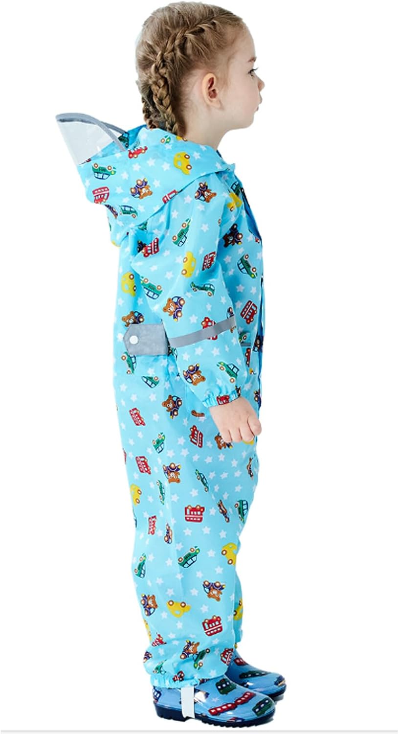 Boys Girls Toddler Rainsuit Kids Waterproof Coverall One Piece Rain Suit