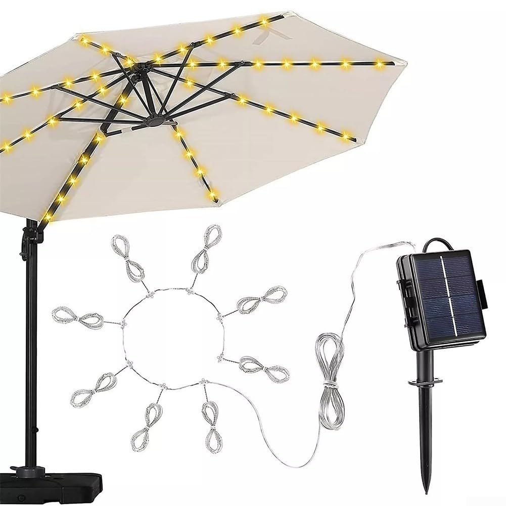 LED Solar Umbrella, 104 LED Lights, 8 Ribs, Multiple Modes, Easy - View #8