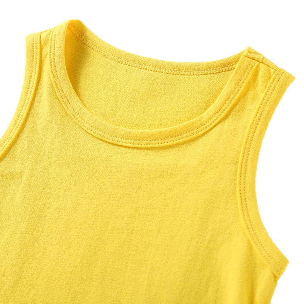 DCUTERQ niño bebé niños niñas sólido Tanque Tops Camisetas Camisetas algodón Verano Chaleco sin Mangas Amarillo 5 años