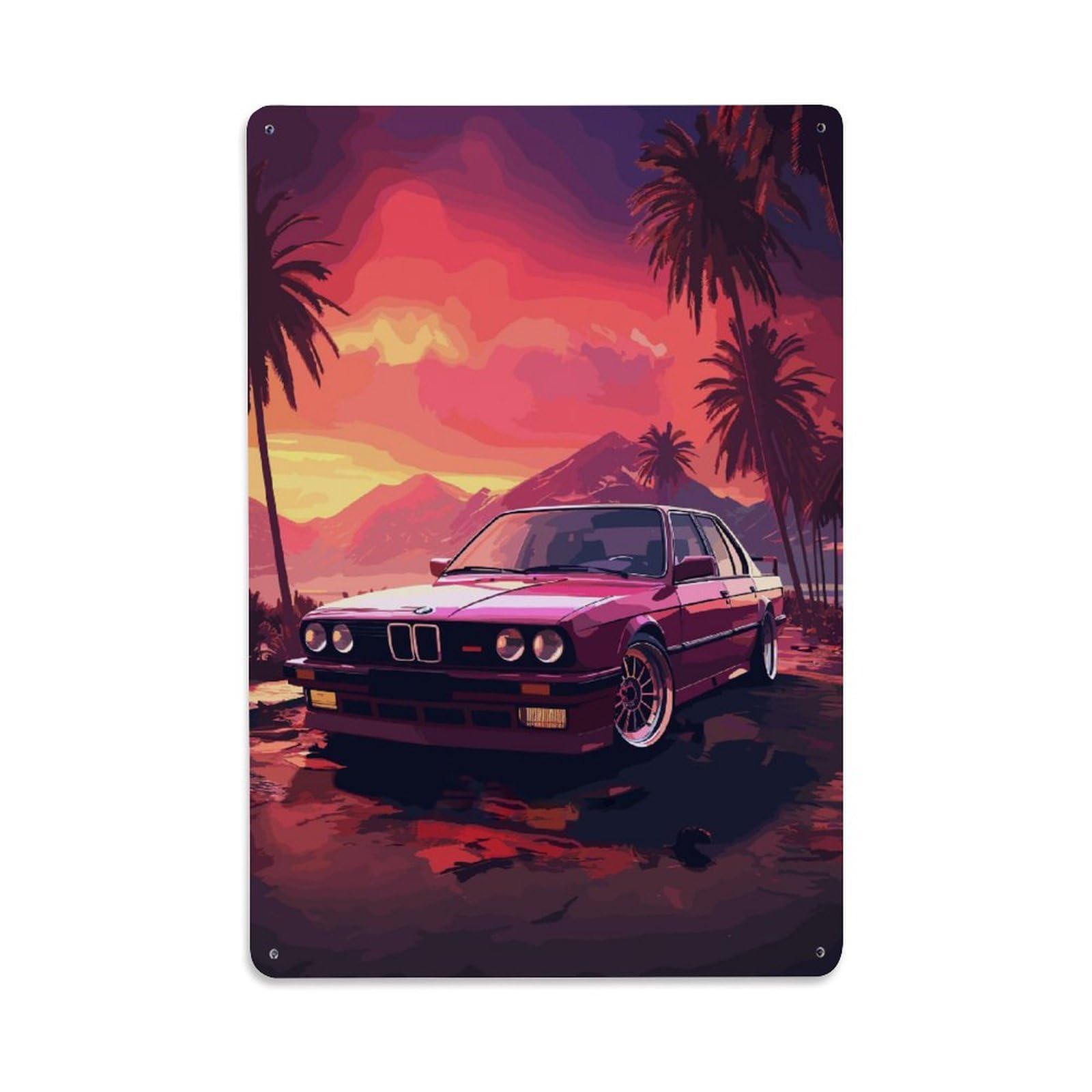 Vintage Race Car E30 M3 Sport Car Metal Tin Sign Plaque Wall Decor for Cafe, Club, Garden Metal Poster 8x12Inch