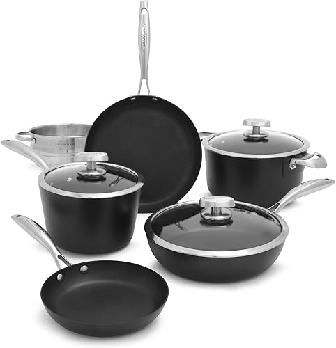 Scanpan Pro IQ - Juego de utensilios de cocina antiadherentes de 9 piezas, compatible con todas las estufas, listo para inducción, apto para