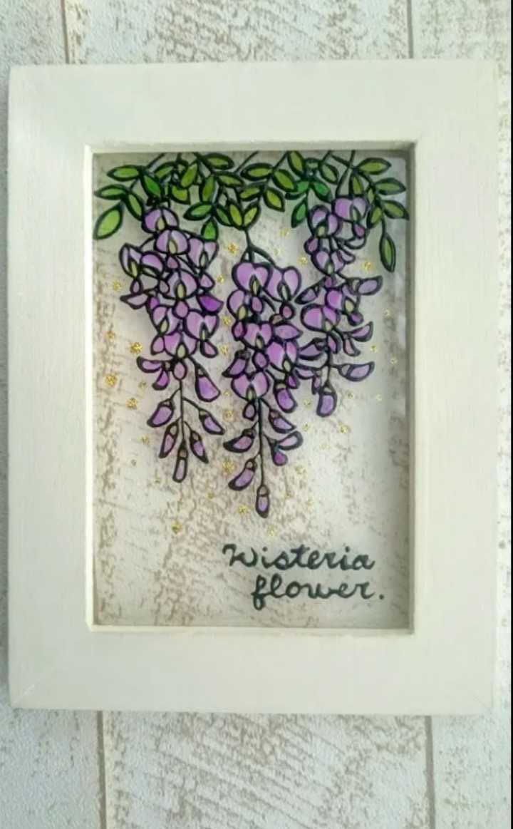 Amazon.co.jp: *ステンドグラス風フレーム*藤の花春ハンドメイド