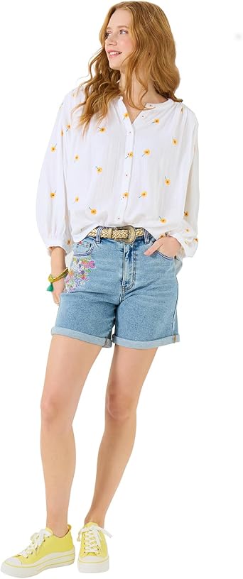 Joe Browns Women's Daisy Embroidered Crinkle Cotton Blouse