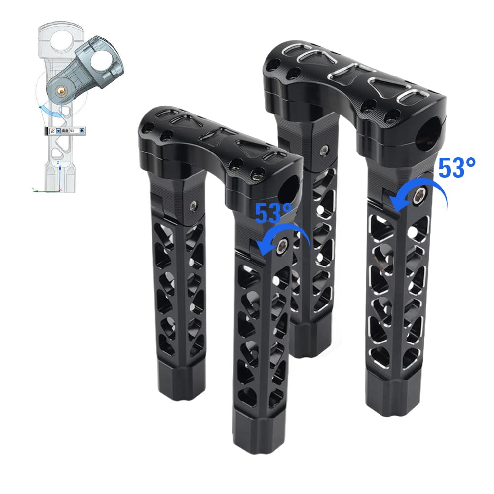 YFUK Pullback-Lenkererhöhung 10,5" hohe Klemmen CNC-Aluminium Schwarz & Silber für Softtail Dyna