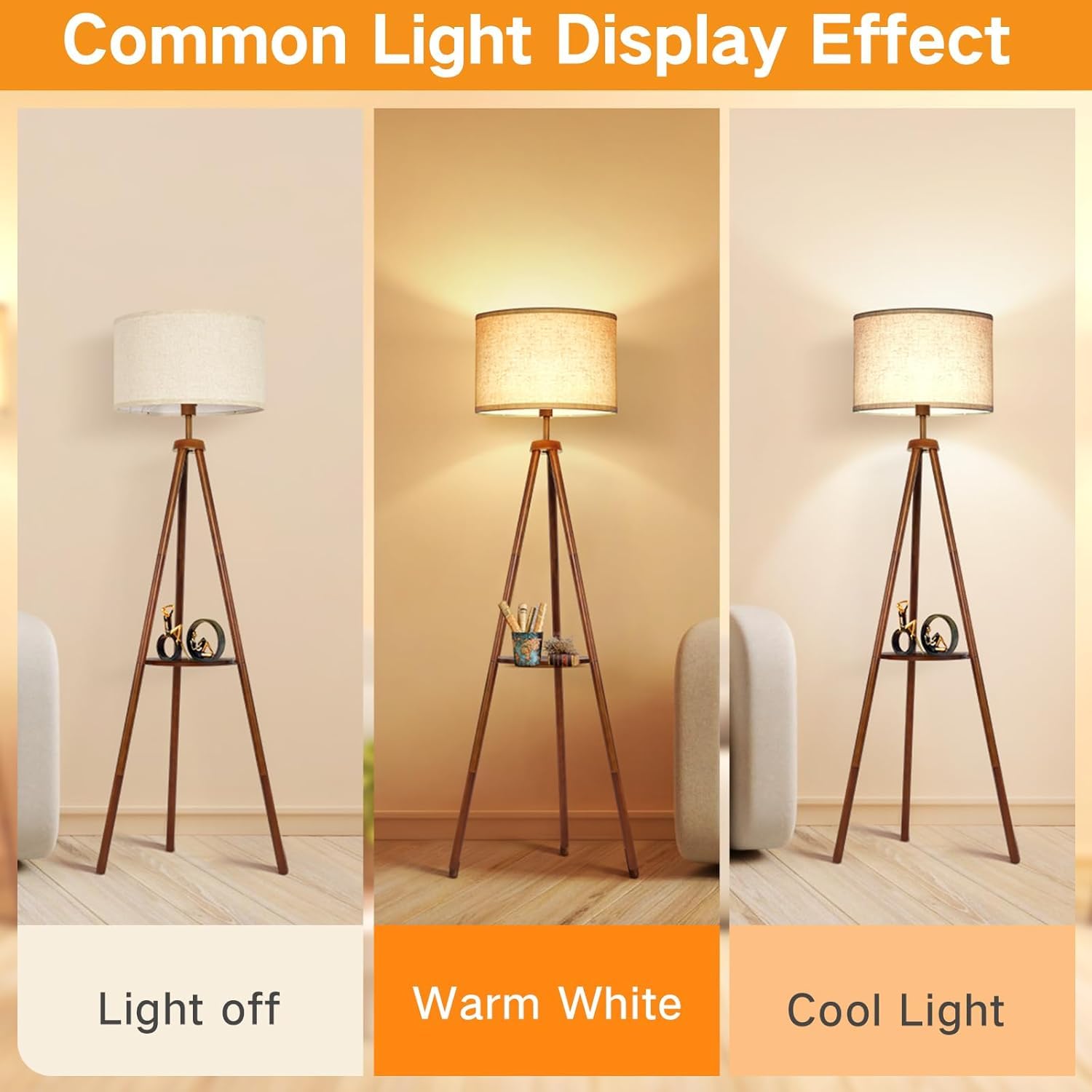 OUTON Blanc Grand Abat-jour pour Lampadaires, 40,6cm x 40,6cm x 22,9cm, Facile à Monter, Abat-jour de Remplacement en Forme de Tambour en Lin pour Lampes de Table