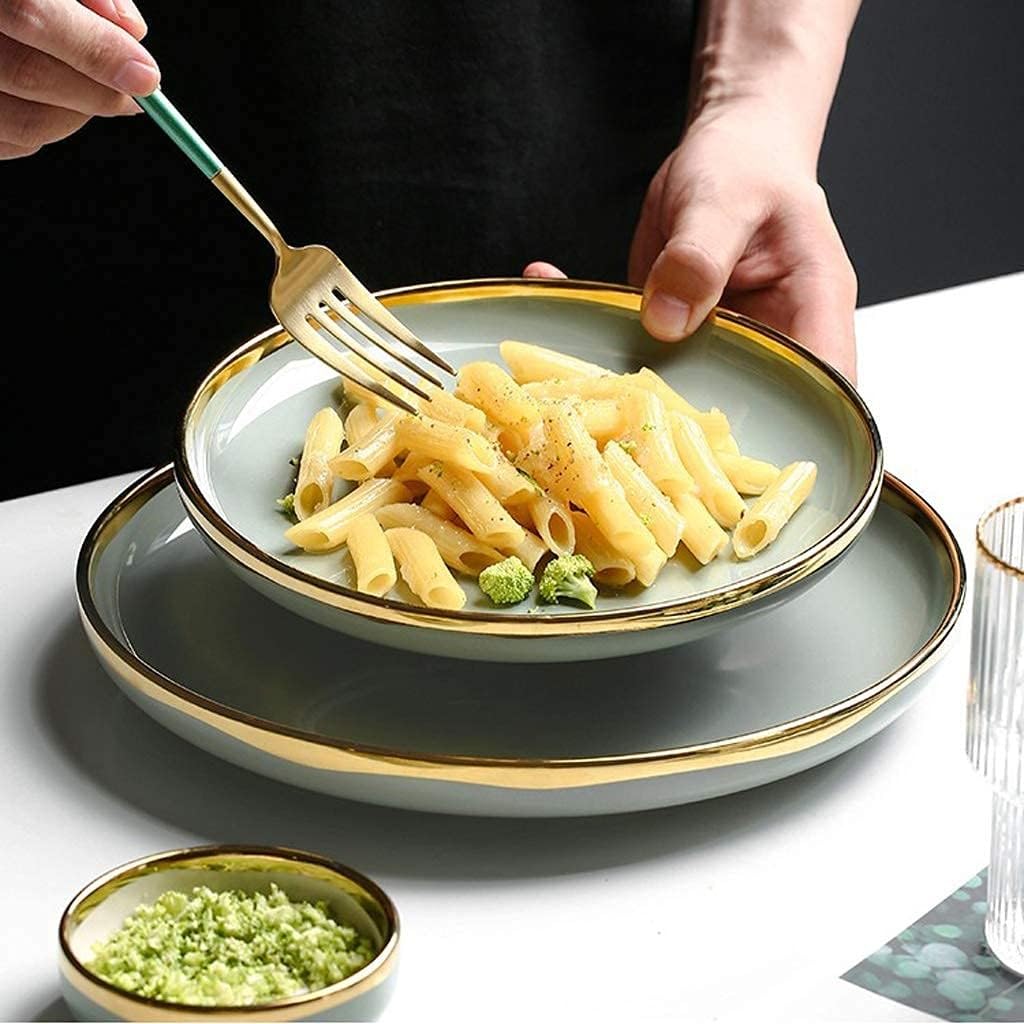 Ceramiczne zestawy obiadowe, talerz, miska, łyżka, 26-częściowy zestaw zastawy stołowej Phnom Penh – porcelanowy zestaw do prezentów ślubnych w restauracji, jasnozielony