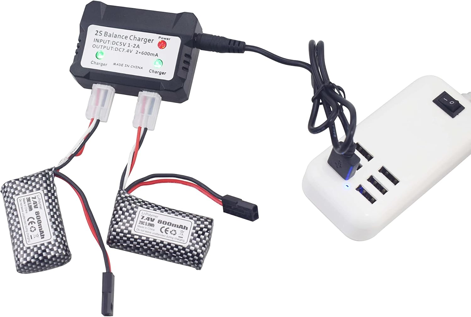 sea jump Accessories 2PCS 7.4V 800mAh 5500-2P Plug Lithium Battery with 2in1 Charger for 9130 9135 9136 9137 9138 9145 RC Toy Car RC 4WD High Speed Off-Road RC Car : Toys & Games