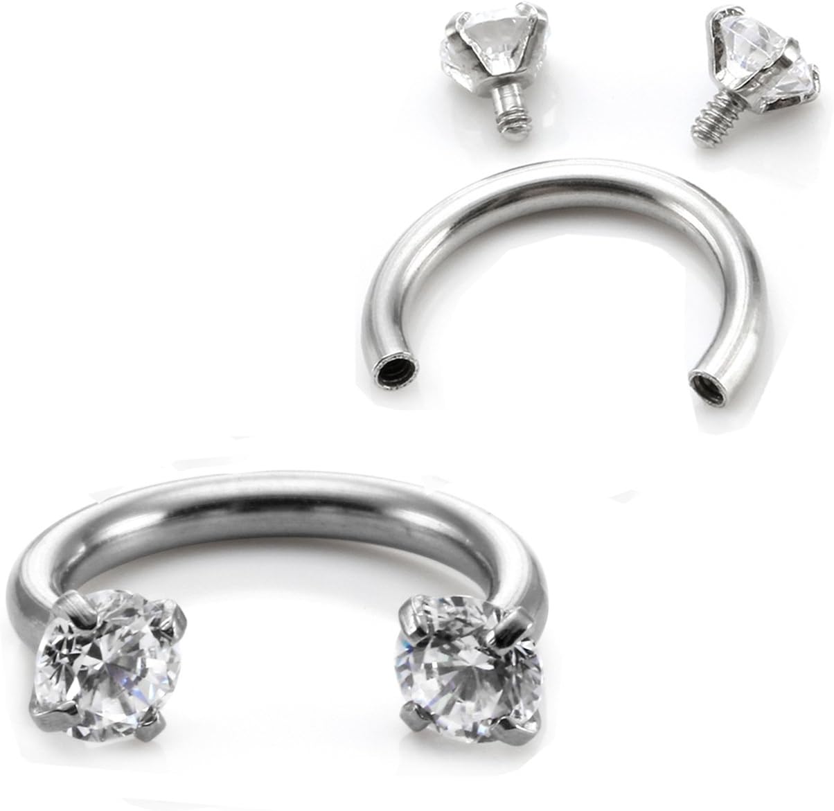Jovivi 2pcs 16G Horseshoe Nose Hoop Rings Tragus Piercing Jewelry | Multi-functional Stainless Steel Cubic Zirconia Lip Nipple Eyebrow Captive Barbell Tragus Cartilage Stud Earrings 5/16"