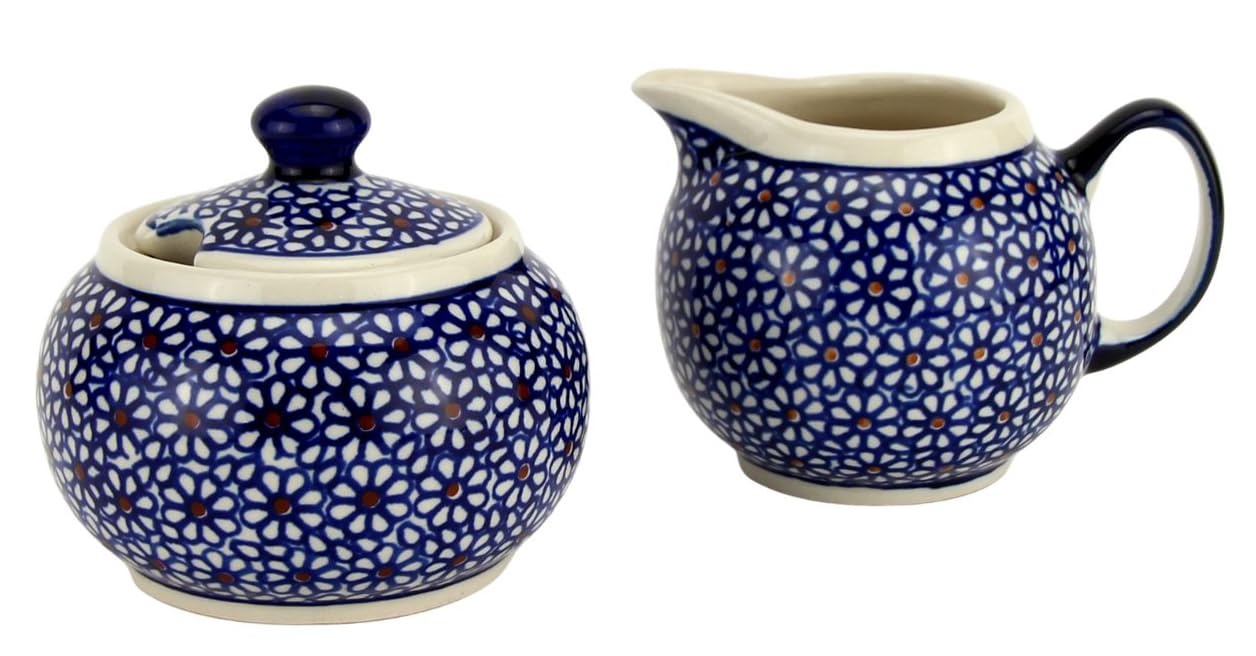 Amazon.co.jp: Polish Pottery Sugar Bowl and Creamer From Zaklady