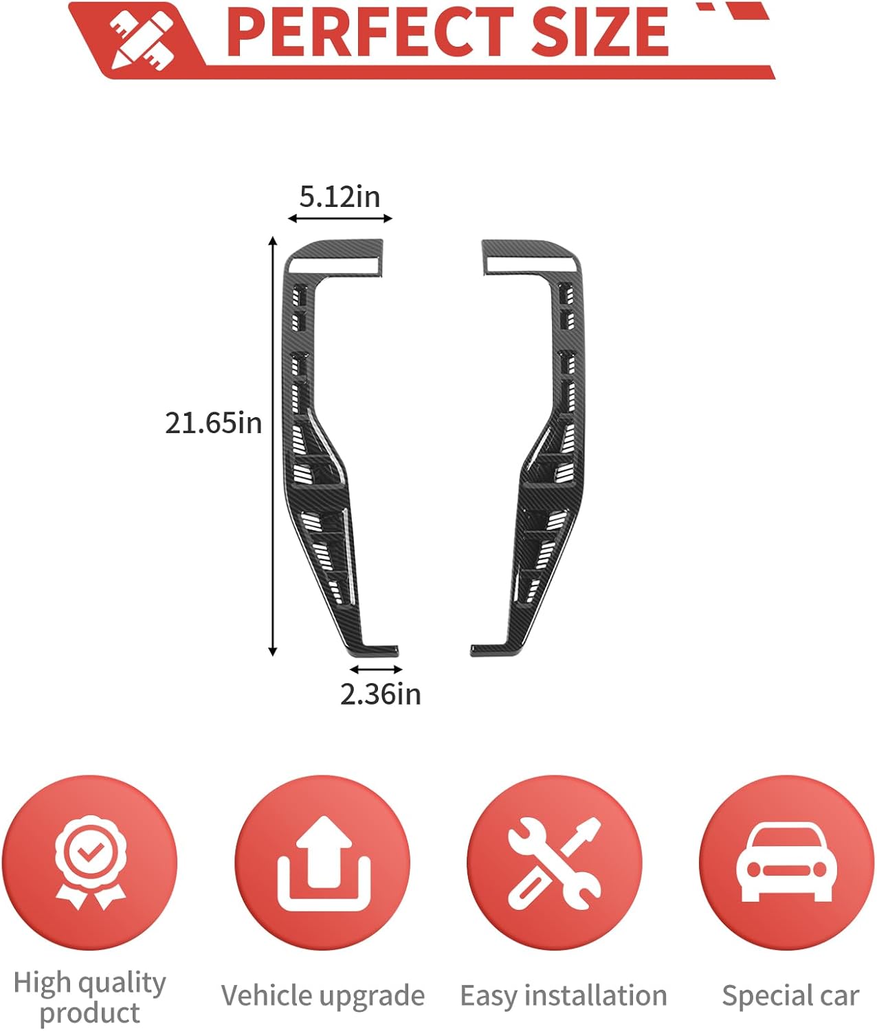 Exterior Side Fender Trim fit for Ford F250 350 450 550 2021+ Side Fender Air Vent Outlet Trim Exterior Accessories,Carbon Fiber Grain