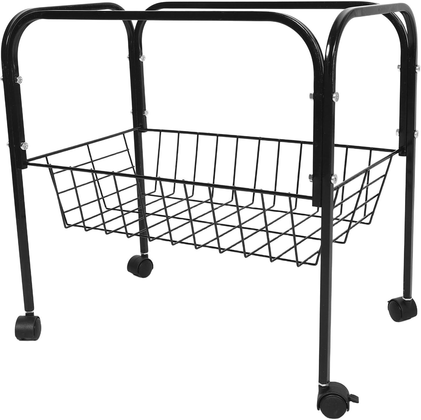Rolling Bird Cage Stand with Shelf 17.72 Inch Black Iron Base | 4 Wheels, Spacious Storage Shelf, Balcony and Indoor Use, Stable Construction, Universal Fit for Conure Cage