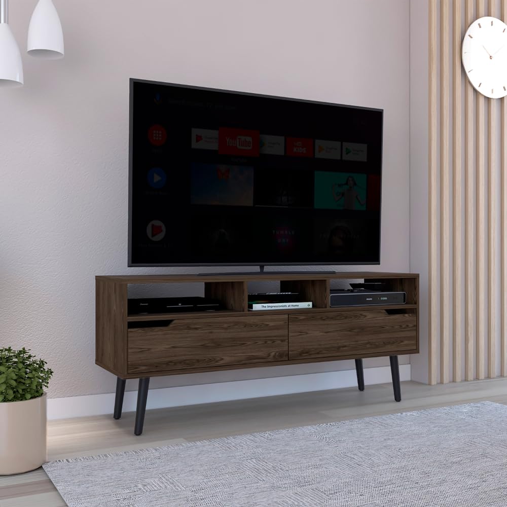 Amazon.com: Kobe TV Stand for 52 Inch TVs - Dark Walnut TV Console