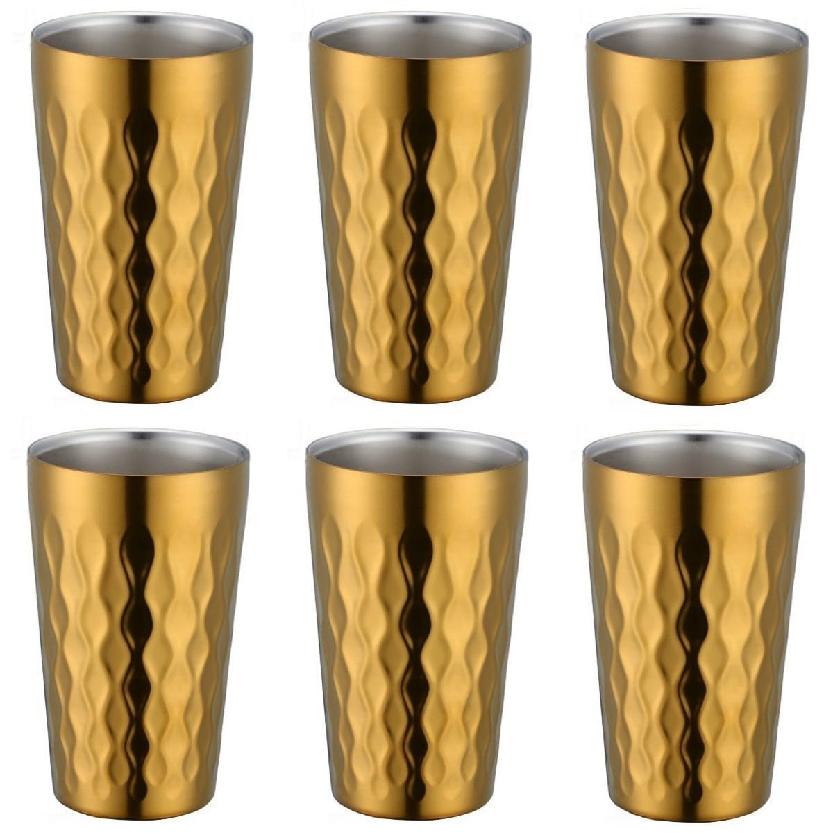 Isolierte Edelstahl-Trinkbecher, 330 ml, doppelwandig, stapelbar, für Wasserbecher, heiße und kalte Getränke, Geschirrspüler, schwarz, 6 Stück
