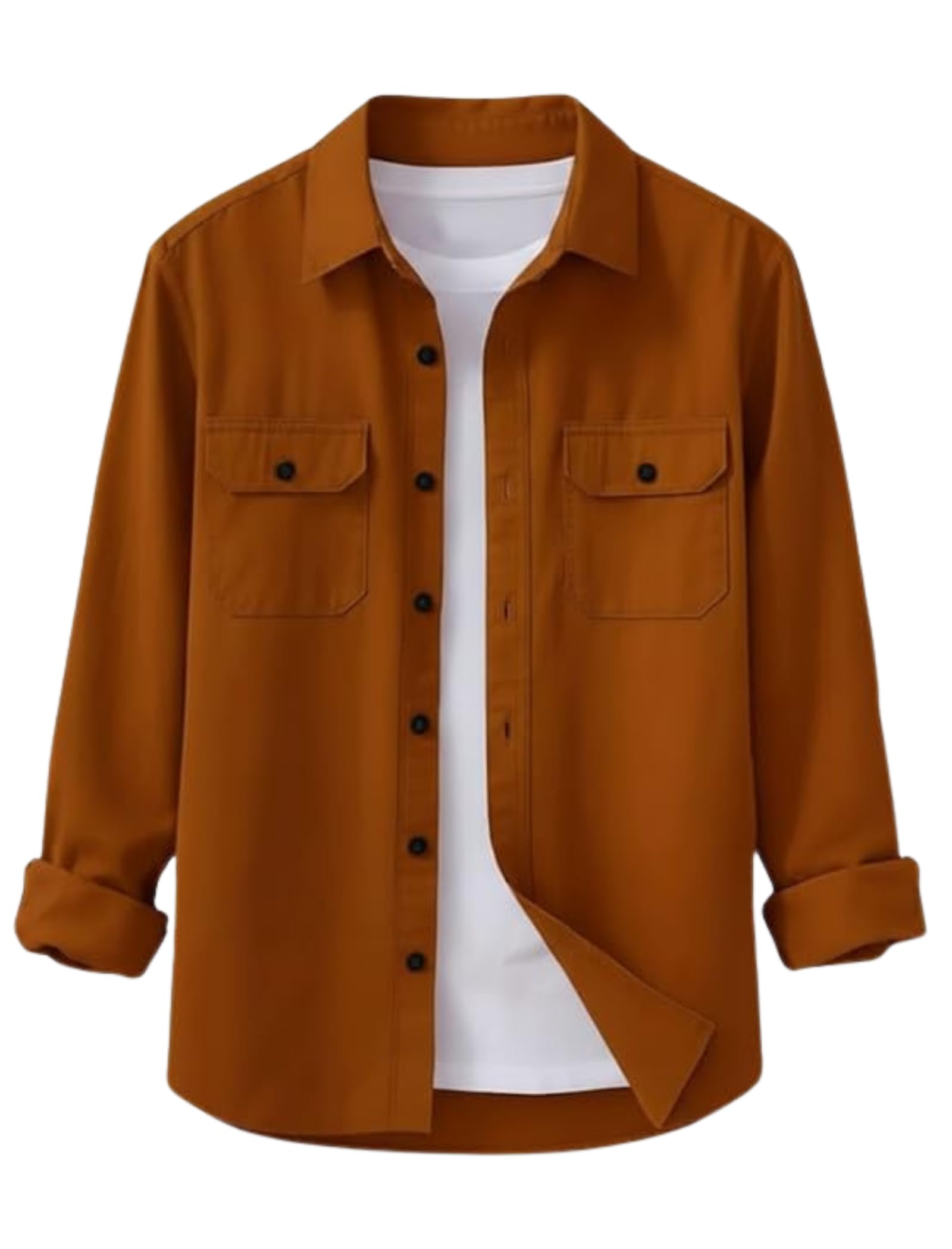 DEELMO Men’s Stylish Cotton Blend Casual Shirt || Full Sleeve Button-Down Shirt with Dual Flap Pockets || Comfortable Breathable Fabric || Perfect for Casual Office and Outing Wear