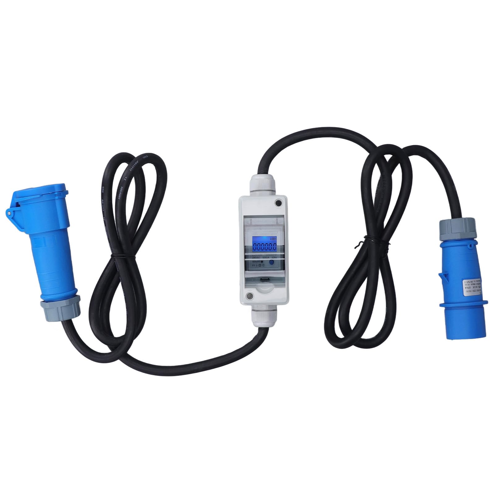 Hyuduo Contatore di Energia Intelligente, in Gomma, Rame, Ignifugo, Monitor di Ricarica per PC, da 220 A 250 V CA, 16 A, 3 Pin, Monofase, 2 Fili, per Ricarica Veicoli Elettrici, Garage, Officina, Uso