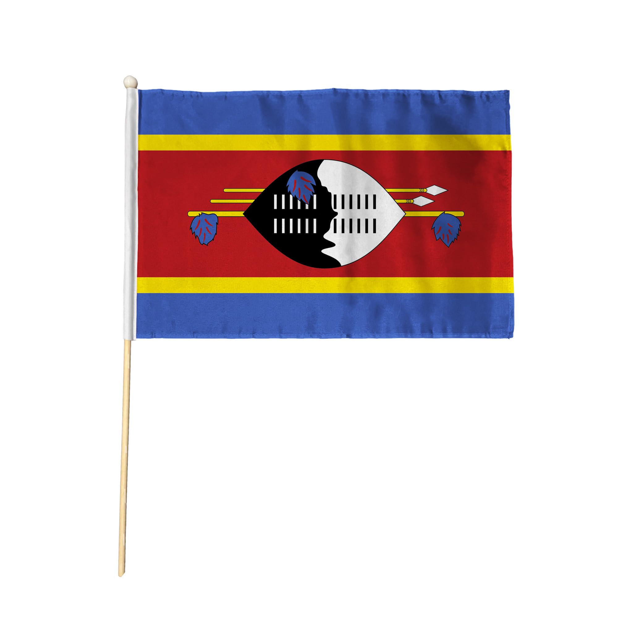 Flagtex Swaziland Eswatini Hand Waving Flag (9x6 Inch) - Premium Wooden Stick Hand Flag Natural Wood Pole Swazi National Flag Events Celebrations International Sports
