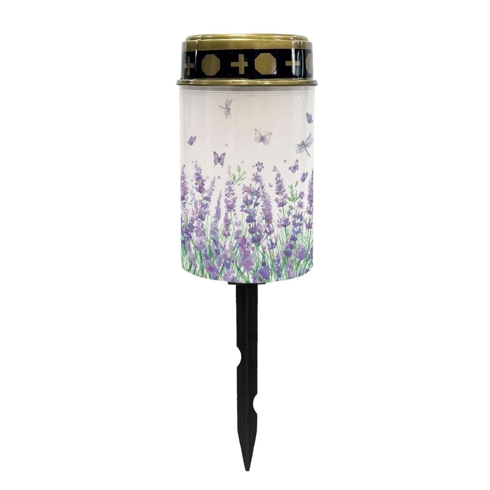 Uorisanigo Purple Floral Solar Lights Grave Lamp for Outdoor Cemetery Waterproof Cemetery Solar Power Lights Automatic Solar Light Grave Garden Decoration Memorial Gift