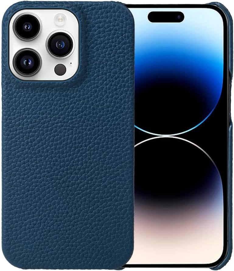 Case for iPhone 16 Pro Max/16 Pro/16 Plus/16, Genuine Leather Slim Protective Cover Anti-Scratch Microfiber Lining Shockproof Case,Orange,16 Pro Max