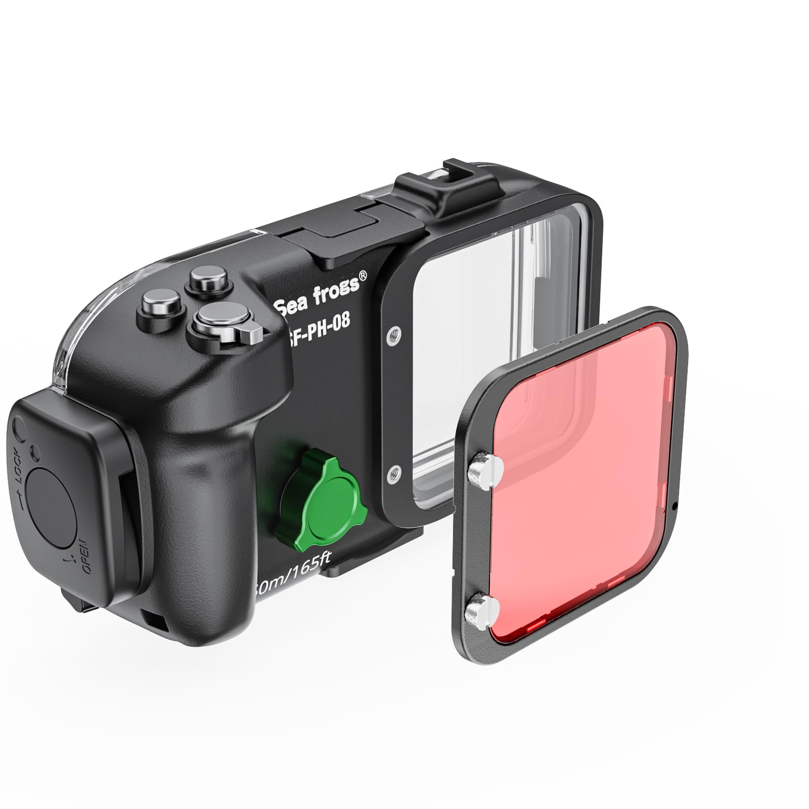 SF-PH-08 - Custodia impermeabile per telefono subacquea, universale, 50 m, con filtro rosso e controllo zoom Bluetooth, per la maggior parte degli smartphone, immersioni subacquee