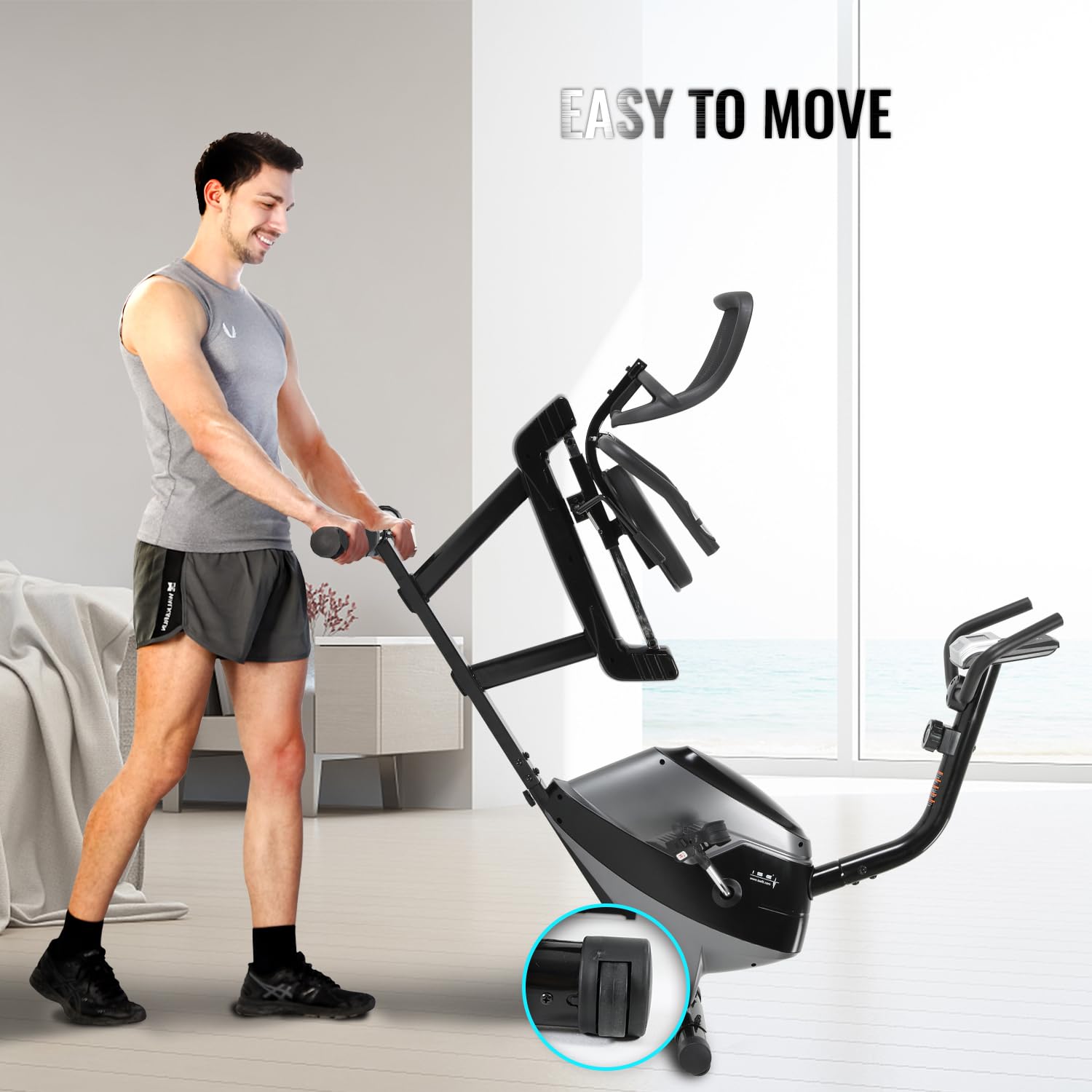 Cyclette Orizzontale ISE Magnetica - Con Sella Regolabile, Display LCD E Sensori Battito - Foto 2