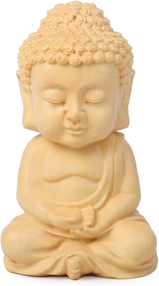 仏像 木彫り ミニ 釈迦 如来 7.5cm ツゲ 柘植 禅定 ブッダ 仏陀 小型 置物 インテリア ギフト