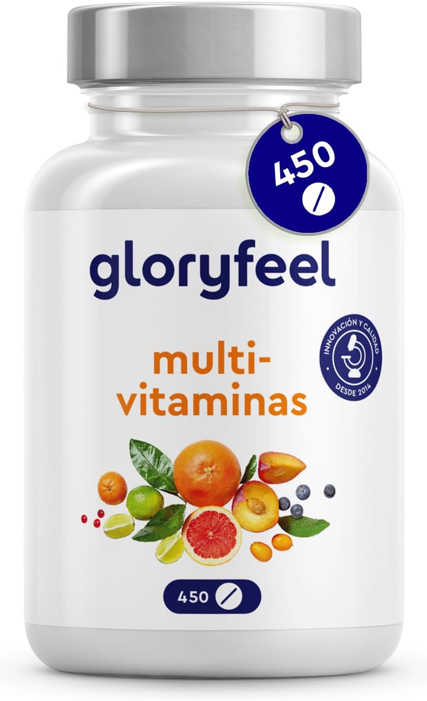 Multivitaminas y Minerales - 450 Comprimidos (Suministro para +1 año) - Todas las Vitaminas A,B,C,D3,E, Calcio, Zinc, Selenio – Multivitaminico Activo Completo para Hombre y Mujer