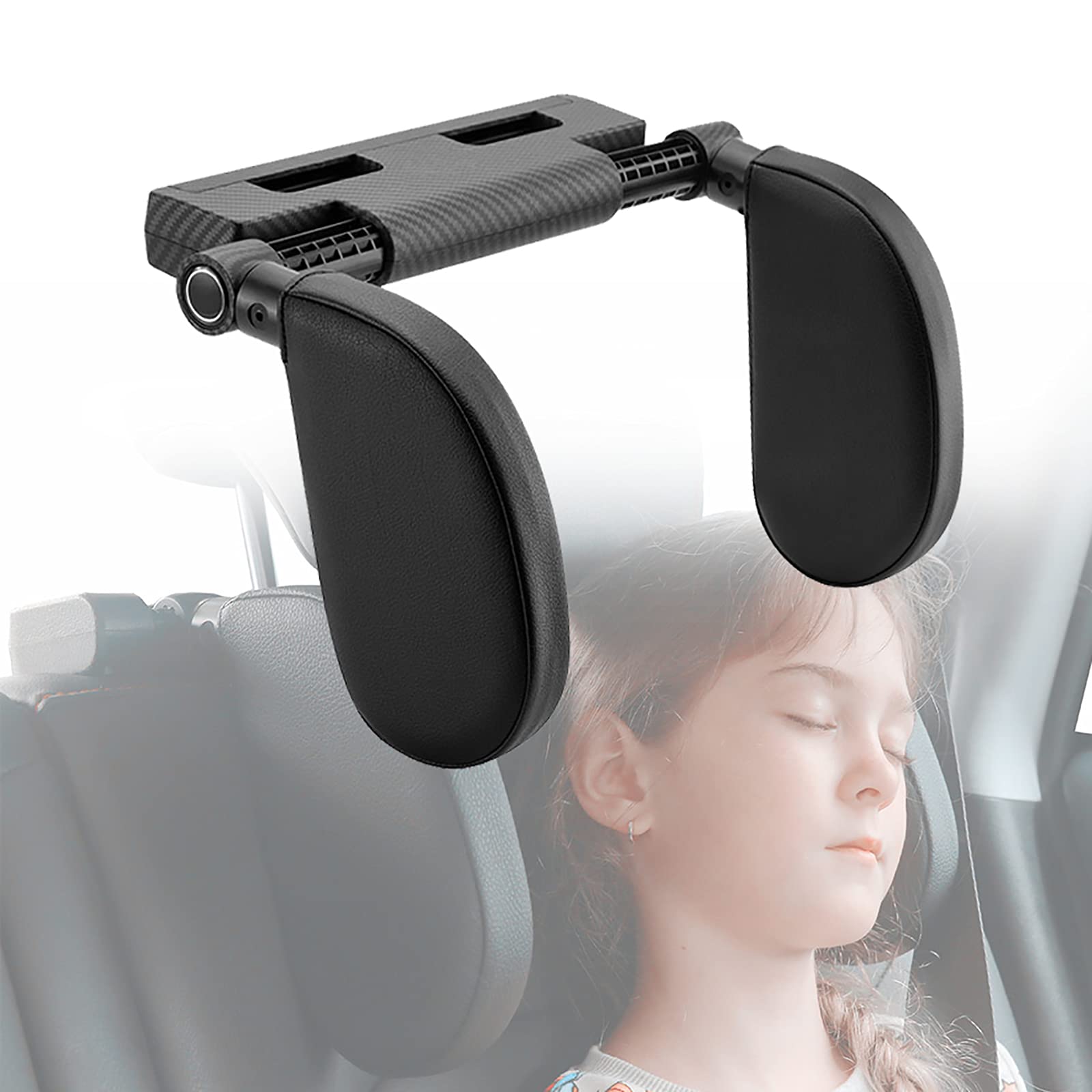 Cale Tete Enfant Voiture Oreiller Voyage Rotation à 360°, Confortable Tete Enfant Voiture pour Cale Nuque,Appuie Tete Voiture Enfant Largeur Et Distance De Trou Réglables, Rangement Pliable