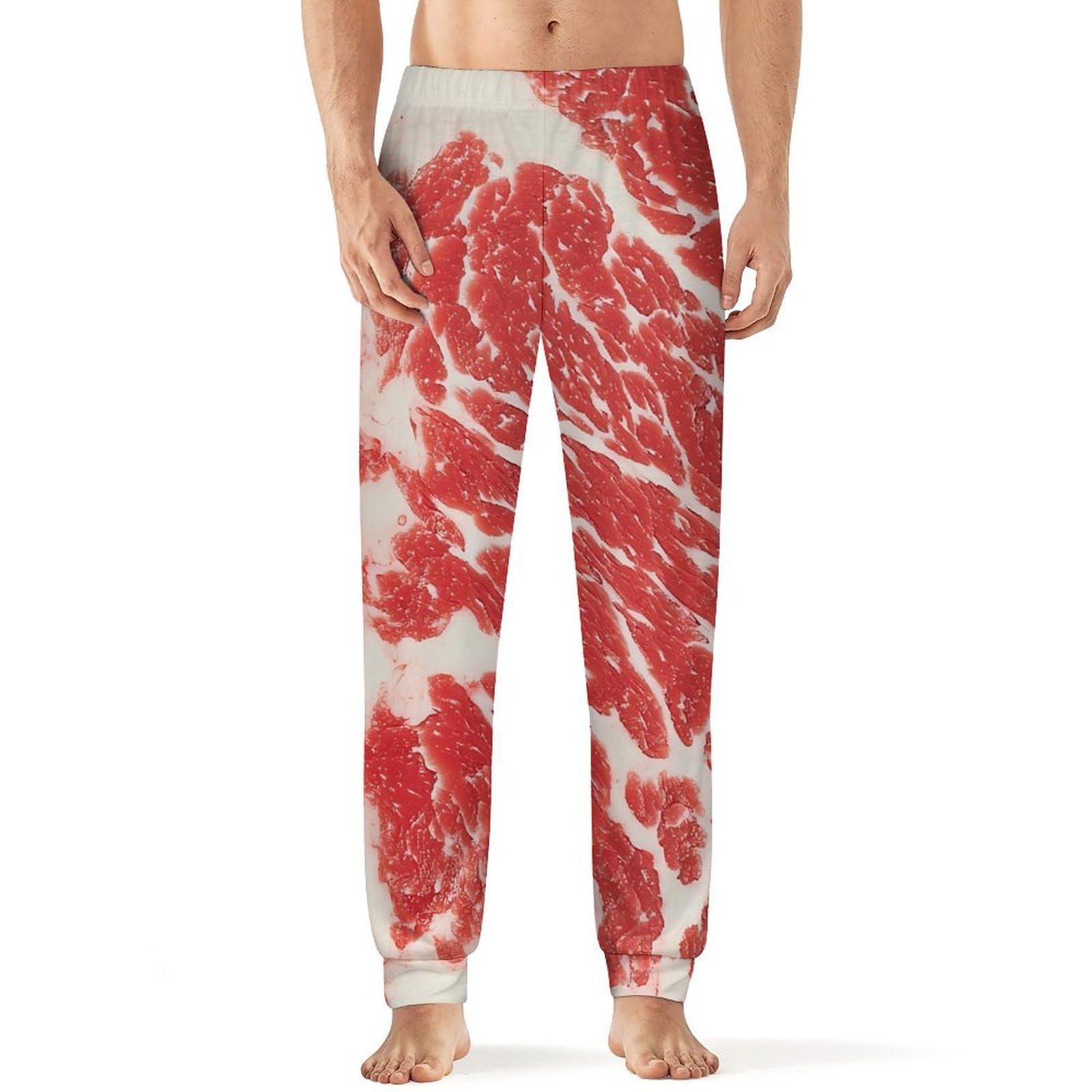 Beef Marble Pattern Men's Pajama Pants Lounge Sleep Bottoms Soft Nightwear Sleepwear PJ