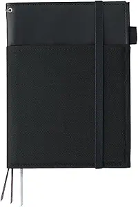 KOKUYO Systemic Synthetic Leather Cover Notebook, with One A5, B 6mm Ruled, 28 Lines, 50 Sheets, Twin Ring Edge Title Notebook, Black, Japan Import (NO-V685B-D)
