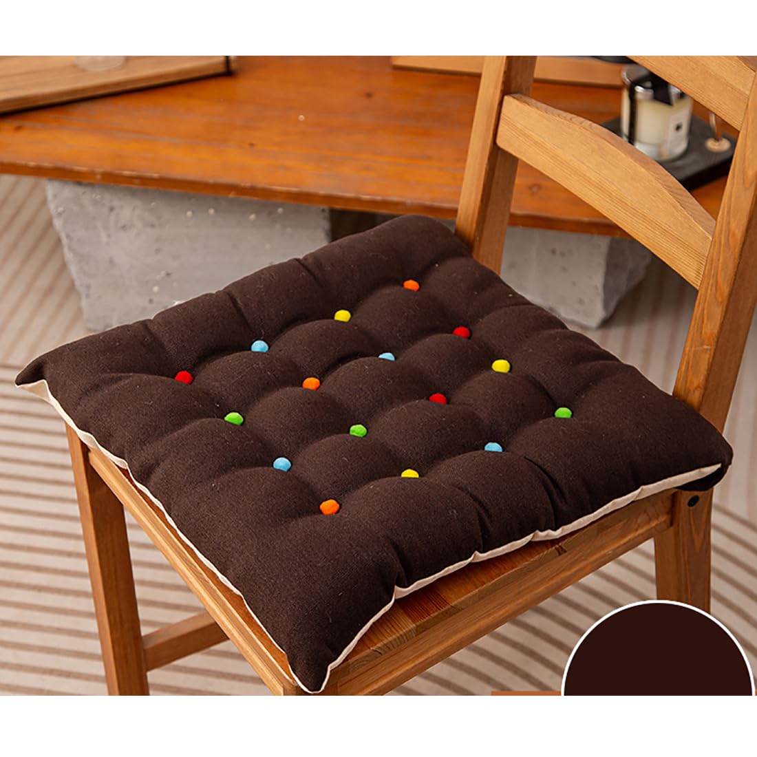 VHJdtE Seat Cushion, Creative For All Seasons|Square Cozy Seat Pads With Straps|PP Cotton Filling Stylish Chair Pad Pillow(Brown)