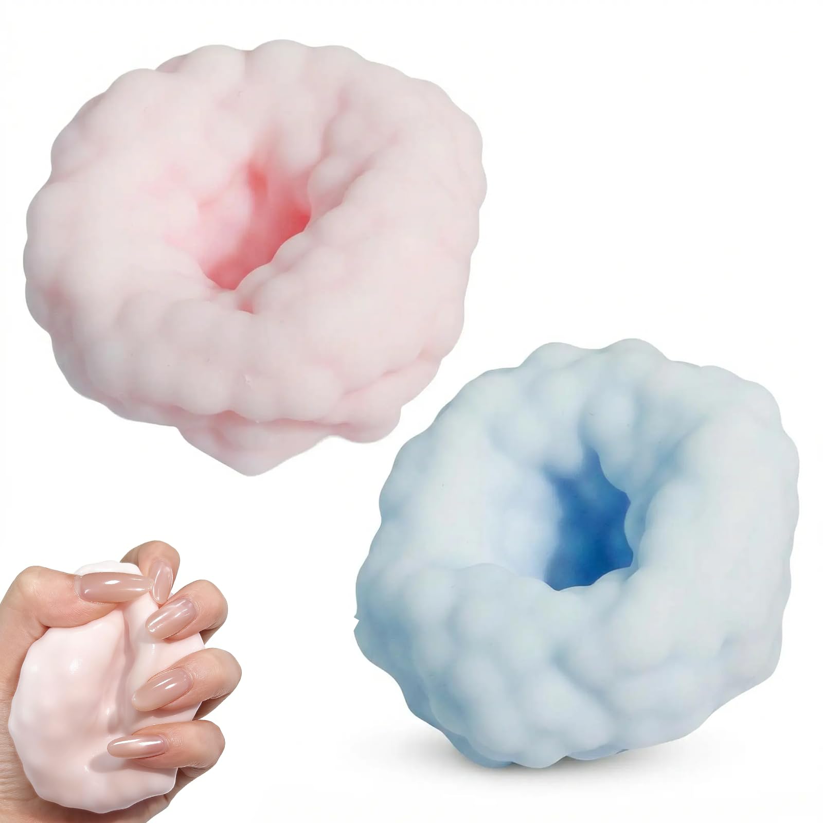Photo 1 of 2026New Crunchy Squishy Noisy Stress Balls Ice Skin Fidget Sensory Toys for Anxiety Stress Relief Focus Relaxing, (2pcs) Pink+Blue, Gifts