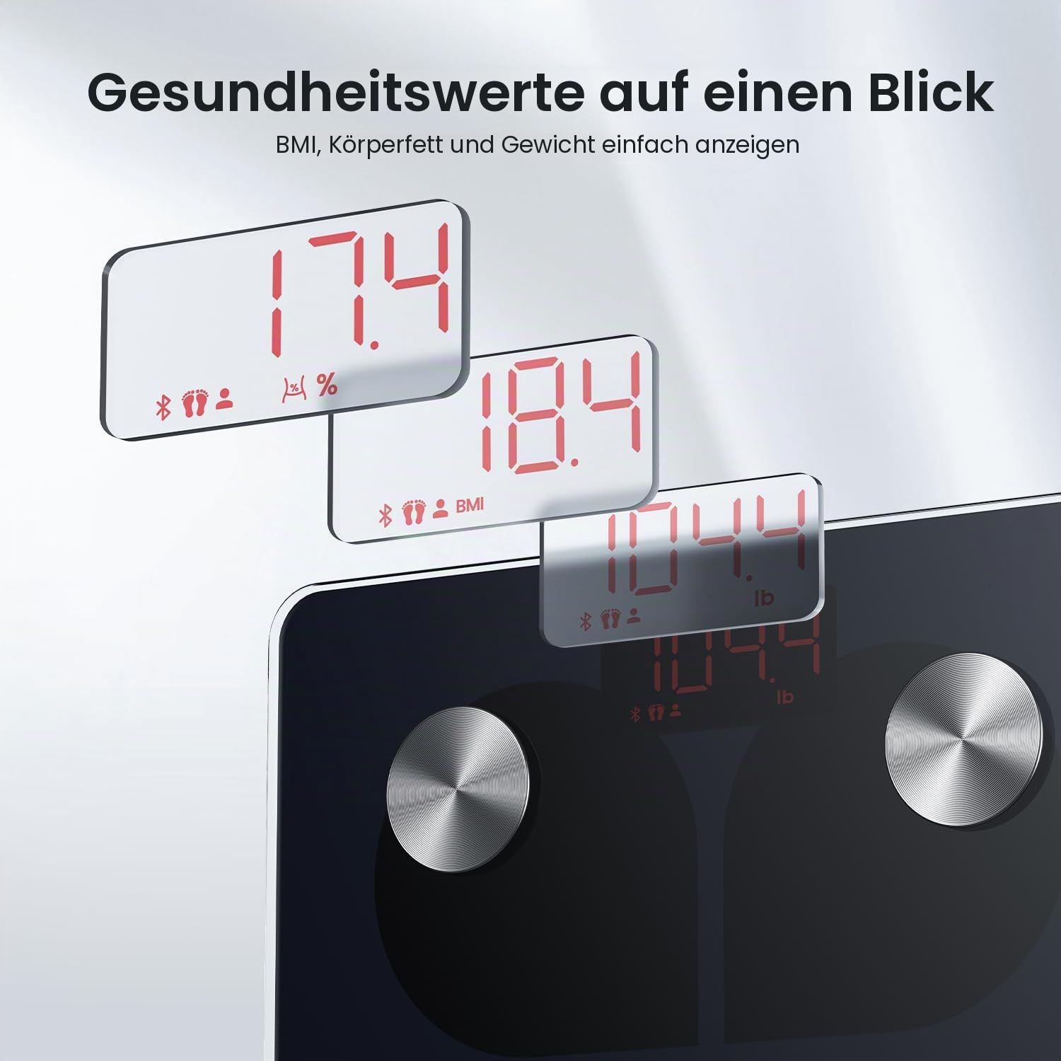 RENPHO Elis 1 Körperfettwaage, Bluetooth Personenwaage USB Wiederaufladbare Körperanalysewaage mit App, Smart Körperwaage für Körperfett, BMI, Gewicht, Muskelmasse, Wasser, Protein