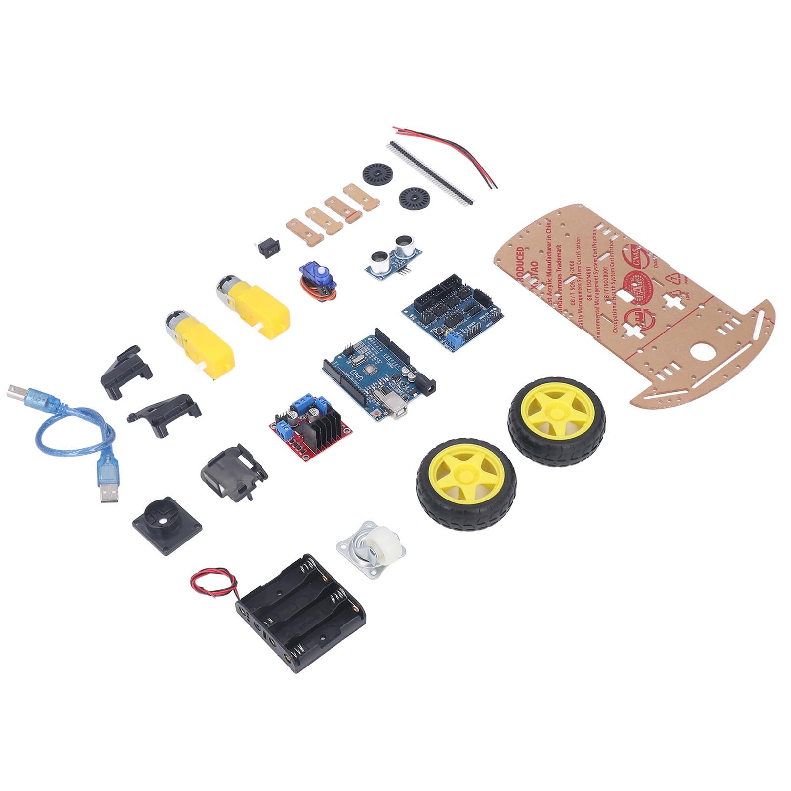 DIY Robot Smart Car Châssis Kit DIY Programmable Development Board 2WD Ultrasonic avec Motor MCU