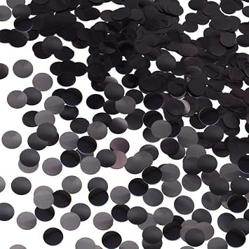 50g/1.76oz Metallic Foil Round Confetti 15mm - Glitter Dot Sequins, Table Sprinkle Throwing Circles Confetti for Birthday Party, Wedding Decorations YZX/Black