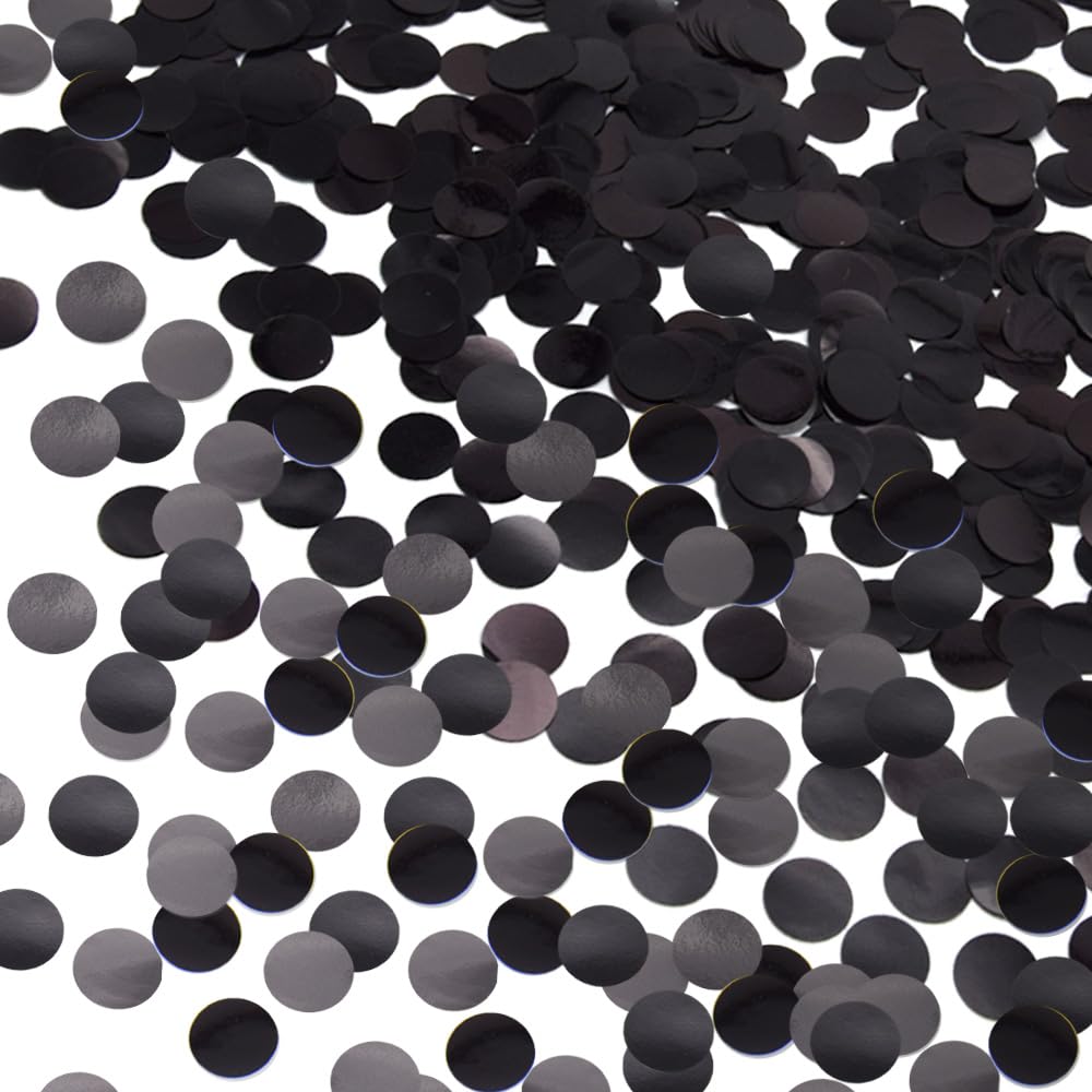 Ruidee 50g/1.76oz Round Metallic Foil Confetti 15mm Glitter Dot Sequins Table Confetti Sprinkle Throwing for Birthday Party Wedding (YZX/Black)