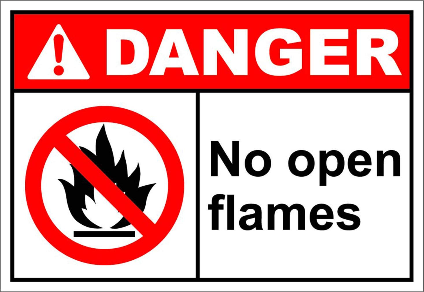 Danger No Open Flames Metal Tin Sign Warning Sign Safety Signs Aluminum Sign For Alt Room Decor, Indoor & Outdoor Signs For Home, Office, Work 20x30cm
