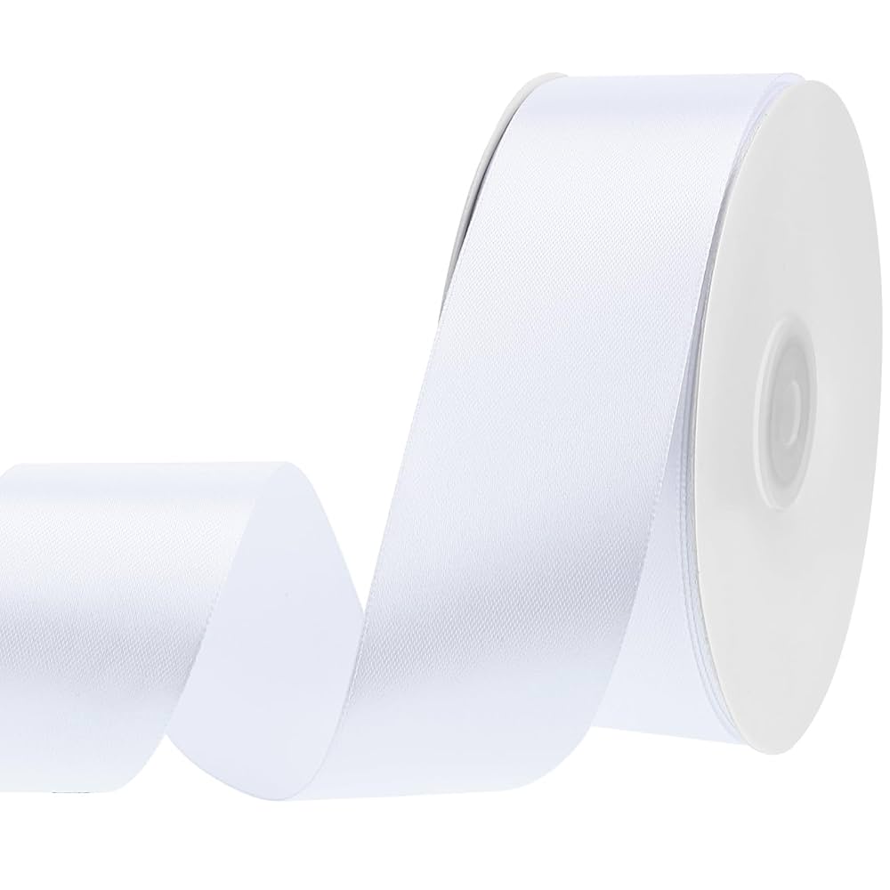 Amazon.com: White Ribbon 60 Yards 1 1/2 inch White Satin