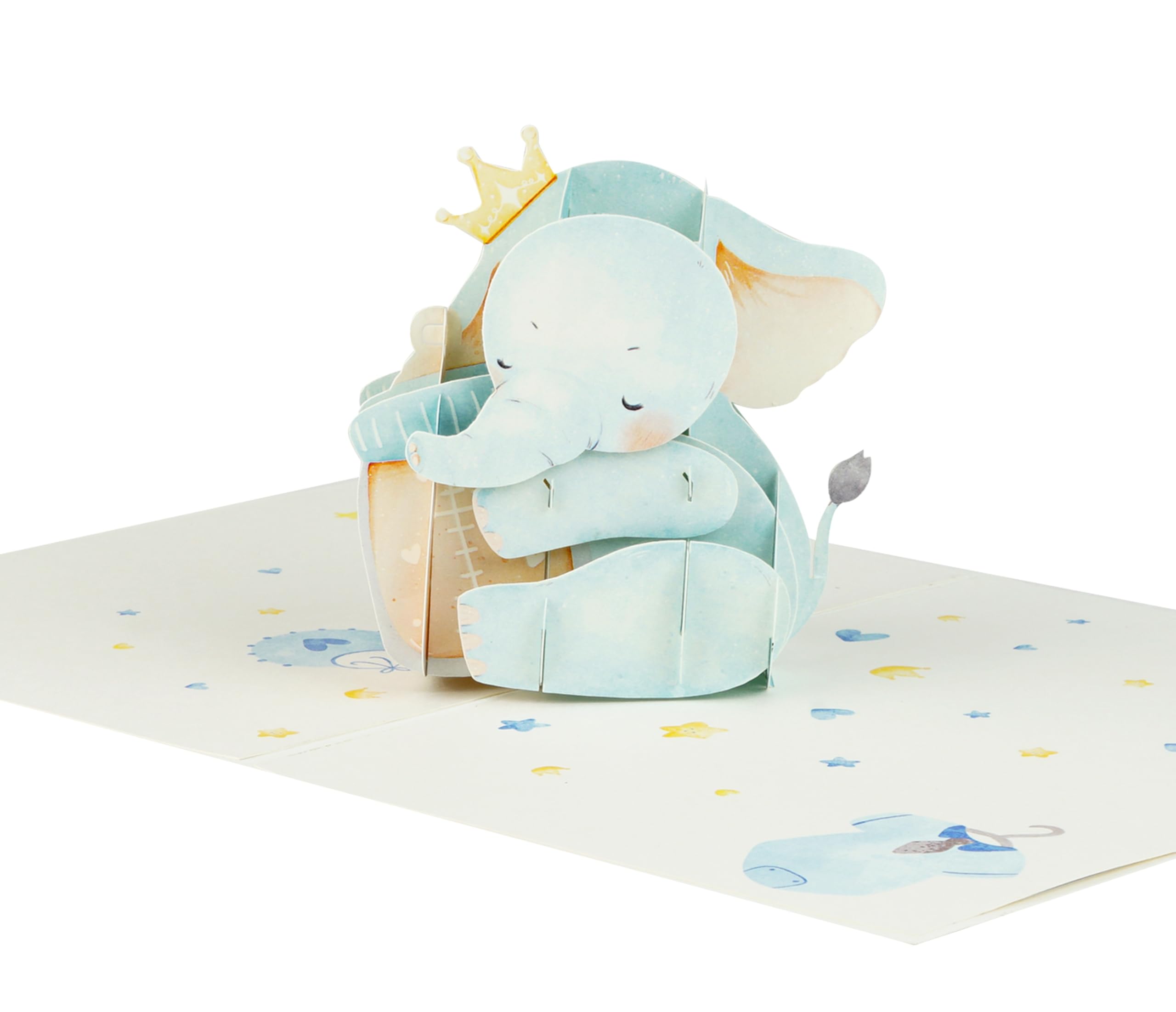 QD Elephant Baby Shower Card Pop Up | New Baby Boy, 3D Pop-Up, Congratulations Card, First Birthday Card for Boy (Size 15x20 cm - ElephantBoy Shower)
