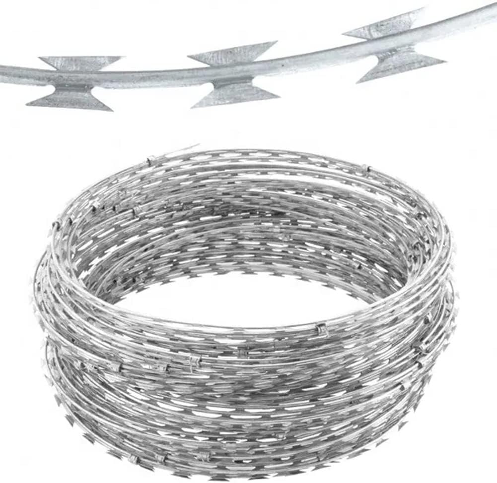 Alambre de púas en espiral, antirrobo, alambre de acero duradero, 5 m, color plateado para seguridad y protección, ideal para jardines y propiedades