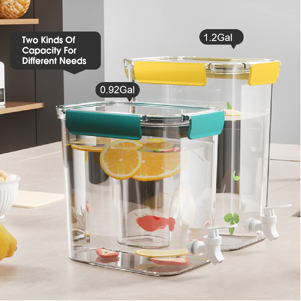 Cohoma Plastic Drink Dispenser ,Beverage Dispenser With Spigot.1.2Gallon Iced Lemonade Juice Containers With Lids For Fridge Or Parties. Small Water Dispenser For Daily Use.
